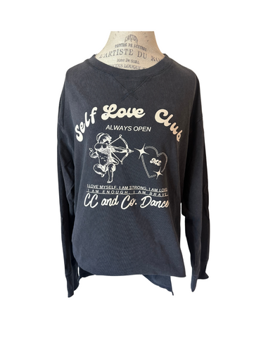 643 oversized mineral wash long sleeve T self love