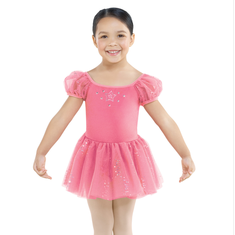 20033 Sparkle Puff Sleeve Dress