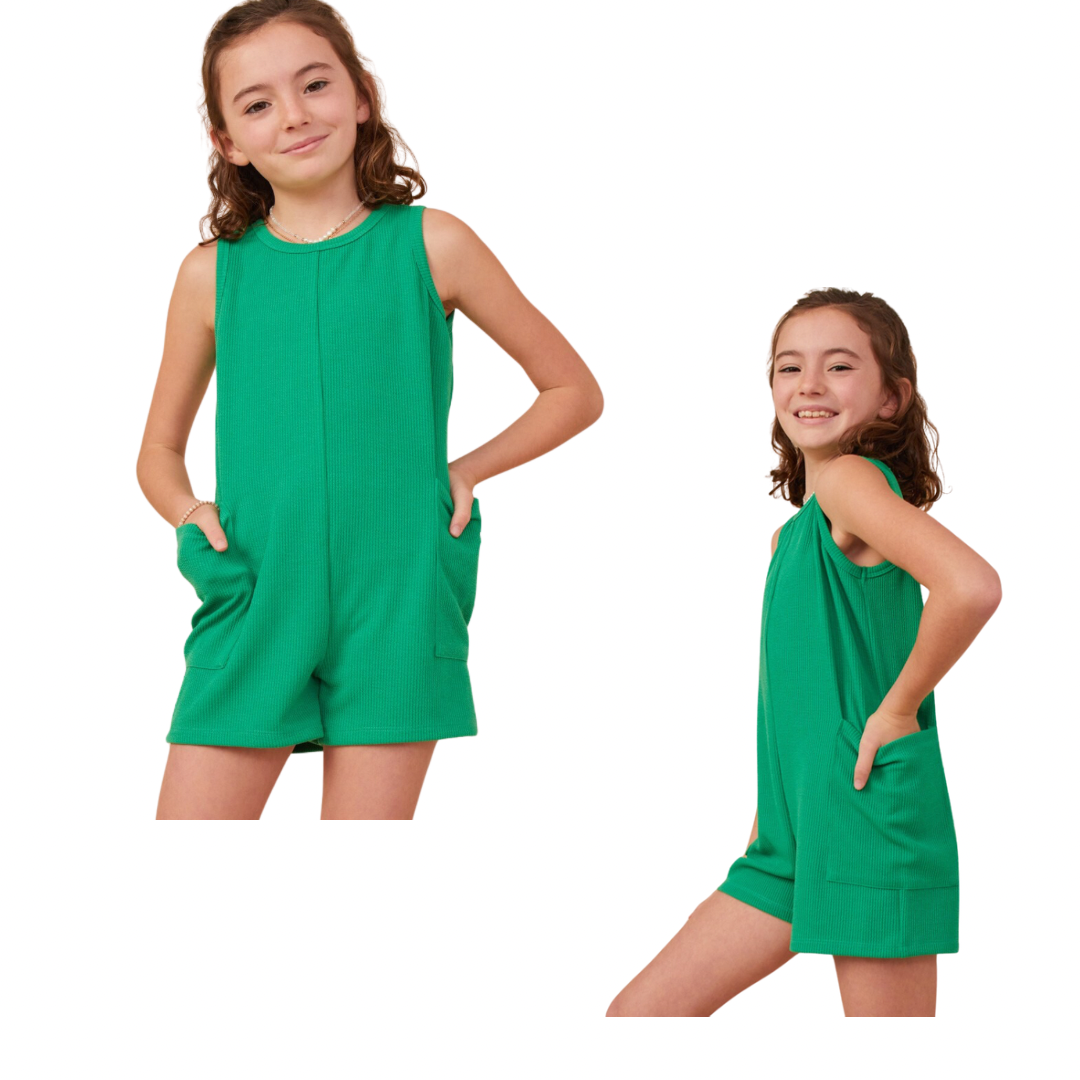 Girls Cargo Pocket Knit Tank Romper 4100