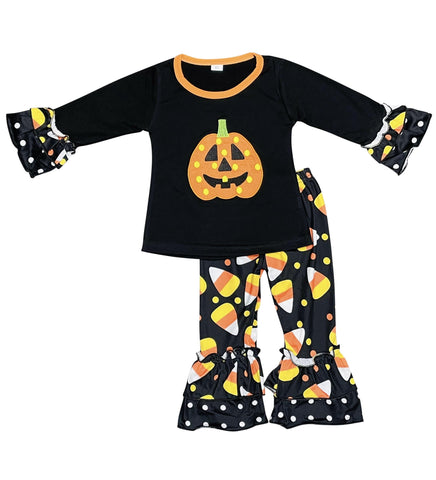 Halloween Black Pumpkin/Candy Corn Outfit