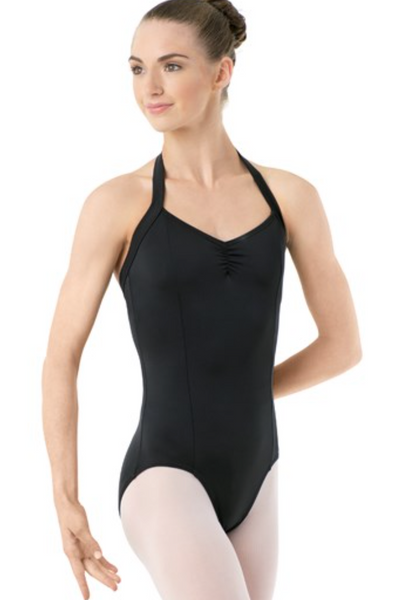 Pinch-Front Halter Black Leotard -- Adult 5007