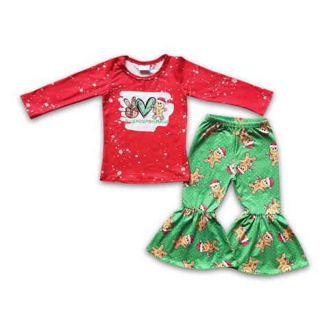 Peace love gingerbready kids girls Christmas outfits